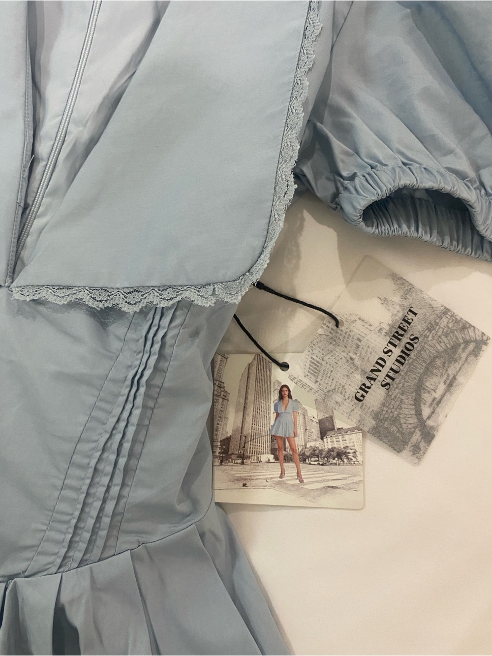 Anthropologie Light Blue Puff-Sleeve Mini Dress - Picture 5 of 10